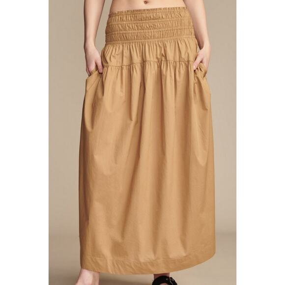 Lucky Brand Smocked Poplin Maxi Skirt in Tan Size XXL NEW - Picture 3 of 8